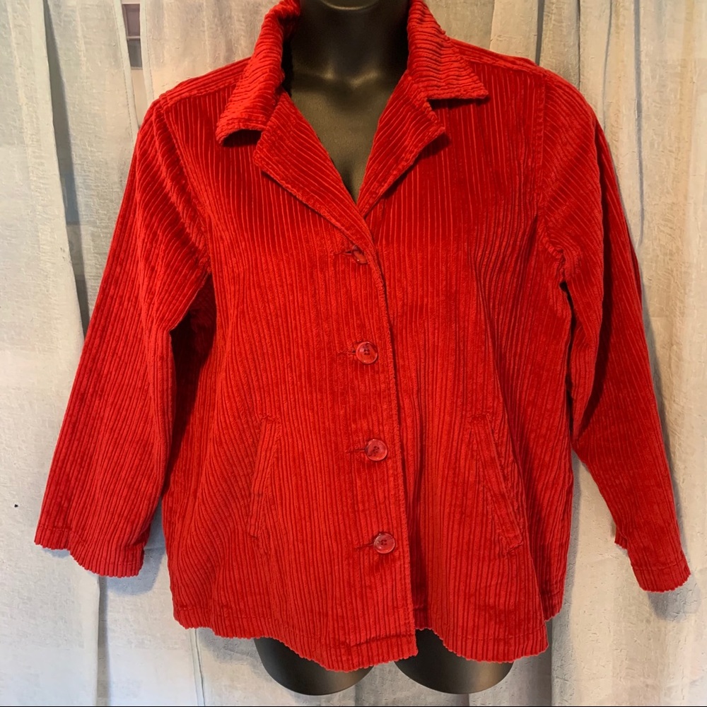 Dressbarn Red Corduroy Barn Jacket